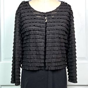 New Directions Sheer Ruffled Jacket Open Front Hook Eye Cropped Plus Size Sz 2X